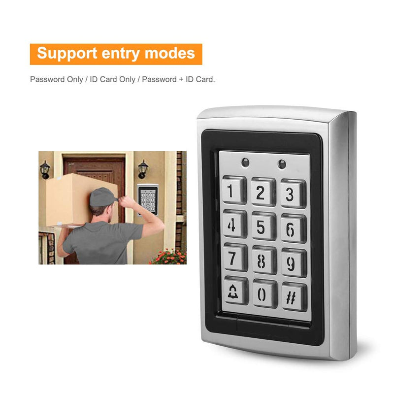 RFID 125KHz Standalone Access Control with Blue Backlit Keypad Support 1000 Users (Silver)