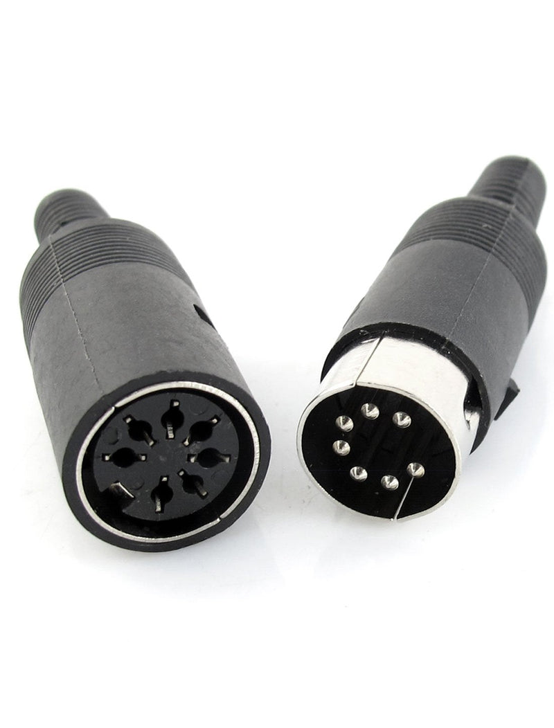 uxcell Pair Black Plastic DIN 7 Pins Female Male Audio Video AV Adapter 6mm
