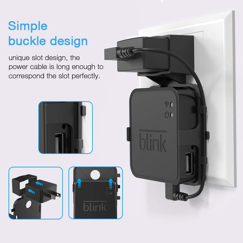 HOLACA Outlet Wall Mount Stand for Blink Sync Module,Bracket Holder for Blink Outdoor Blink Indoor Blink XT2 Outdoor and Blink Mini Camera with Easy Mount and No Messy Wires or Screws (Black) 1-pack