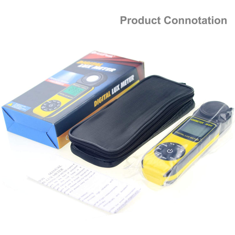 ANNMETER AN-881D Digital Illuminance Meter, Lux Meter with 0.01-400,000 Lux (0.01-40,000 FC) Foot Candle Measuring Ranges, Light Meter for Plants, Par Meter with 270°Rotatable Detector AI-881D Illuminance Meter Range 0.1~400,000Lux