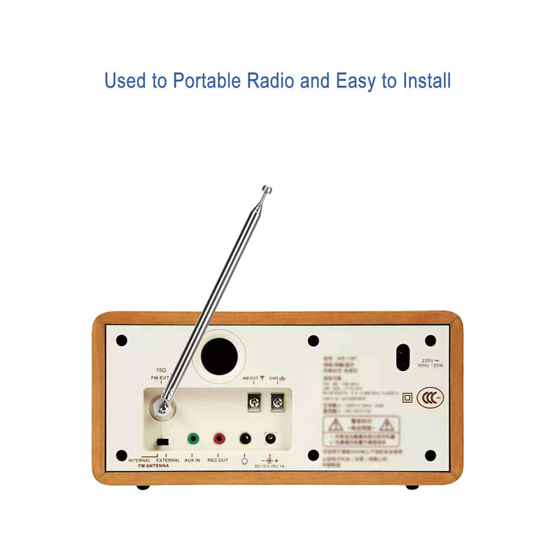 ENUODA 75 Ohm FM Radio Antenna 7 Sections FM Telescopic Antenna 17cm/75.8cm Replacement FM Antenna F Type Male Plug Connector with Adapter for Table Top Radio HiFi AV Stereo Receiver Mini System FM Antenna Kit