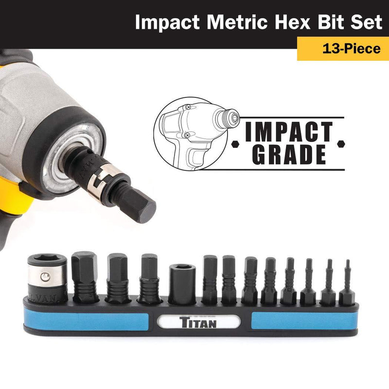 Titan 16038 13-Piece Metric Impact Grade Hex Bit Set