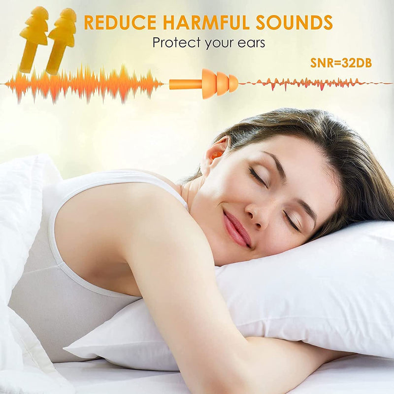 Earplugs for Sleeping Noise Cancelling Reusable Silicone Ear Plugs Suitable for Swimming Travel Snoring Airplanes Study Work Noisy Places（8Pairs） 8