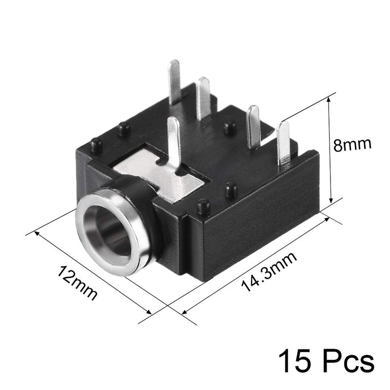 uxcell 3.5 mm Audio Jack Connector PCB Mount Female Socket 5 Pin PJ-307 15pcs