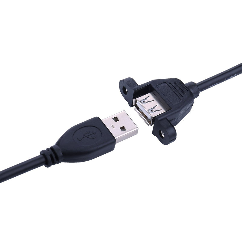 USB Extension Cable - iGreely 2Pack 1Ft/30cm USB 2.0 Panel-Mount Type A Male to Type A Female Cable USB2.0