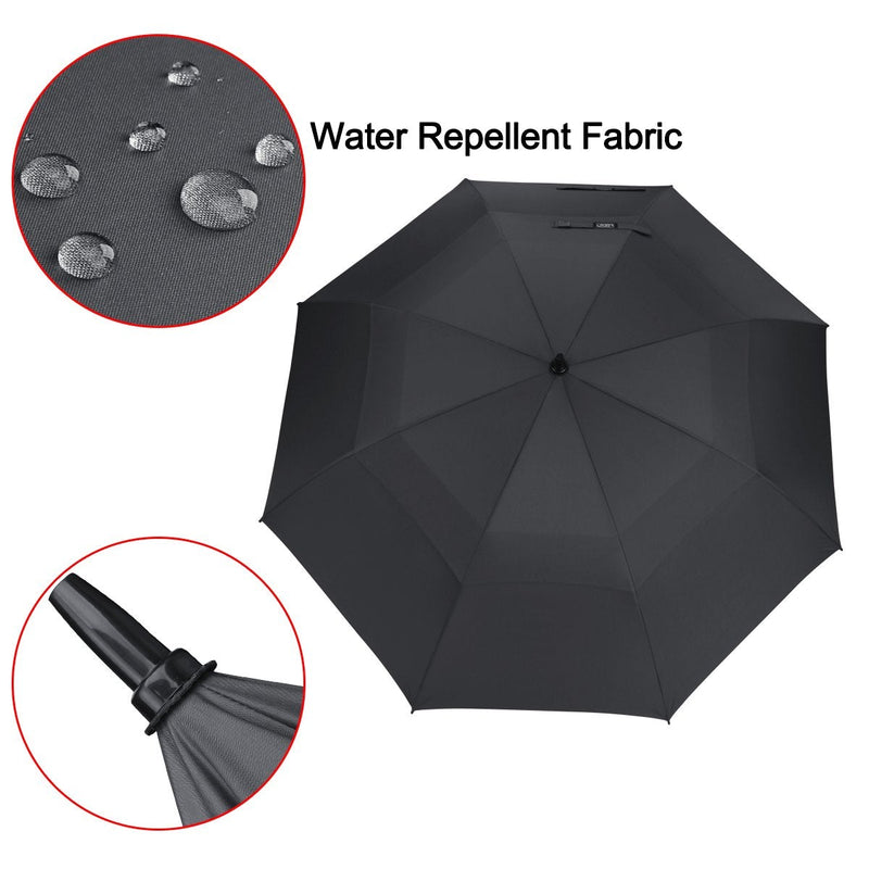 G4Free 54/62/68 Inch Automatic Open Golf Umbrella Extra Large Oversize Double Canopy Vented Windproof Waterproof Stick Umbrellas Black 54 inch