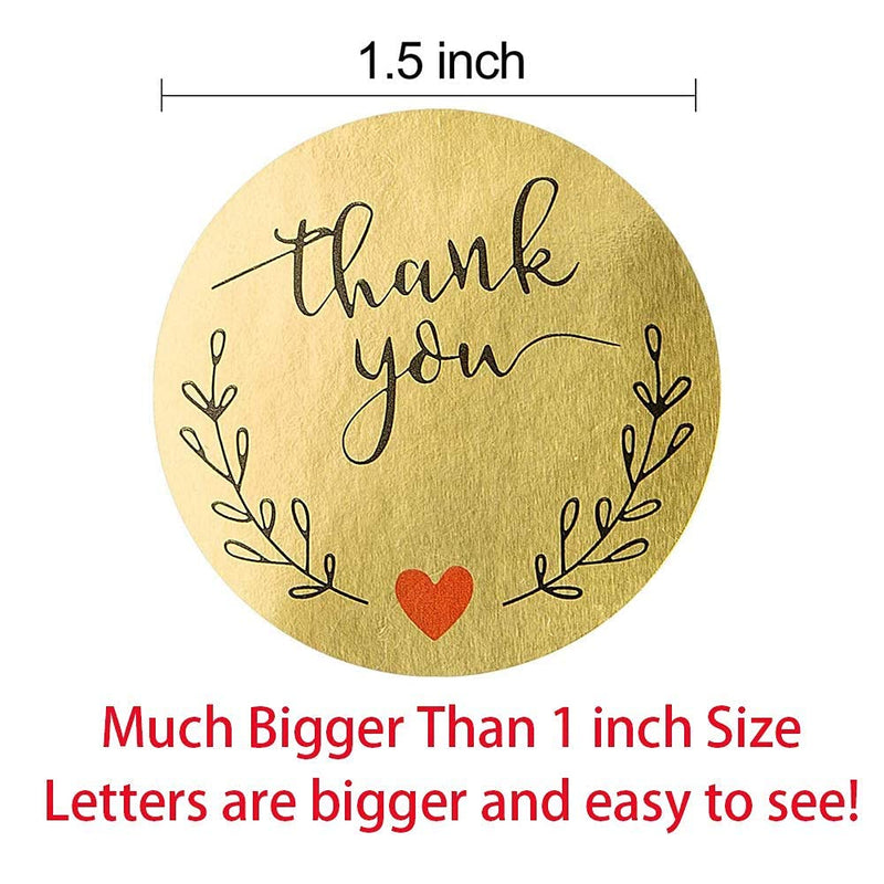 1.5" Gold Thank You Stickers,500pcs, with Cute Box, 6 Colors Available