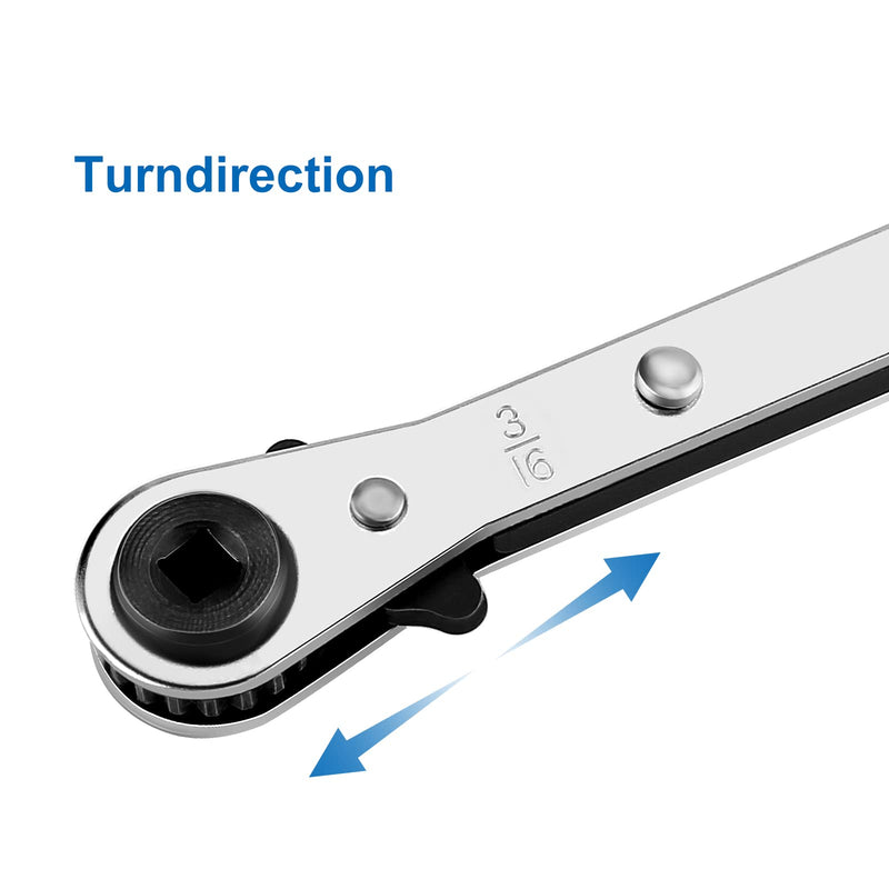 WADEO Hvac Service Wrench, 3/8” to 1/4”, 5/16'' x 1/4'' Refrigeration Service Wrench with Hex Bit Adapter for Air Conditioning, Refrigeration Equipment Repair Wrench-Carbon Steel;Adapter-Black-coating