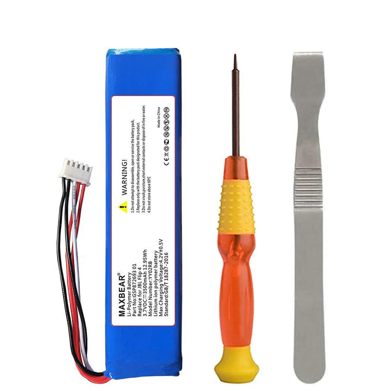 MAXBEAR 3500mAh Battery Replacement Compatible for JBL Flip 4 Speaker or Special Edition JBL GSP872693 01 Li-Polymer 3.70V with Repair Tool Kit