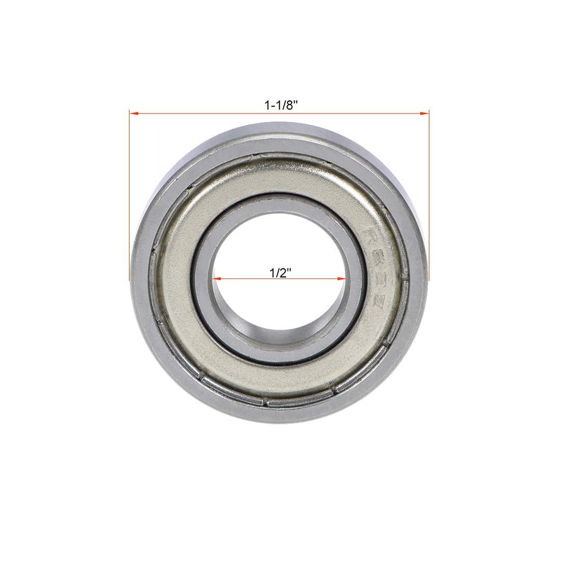 uxcell R8ZZ Deep Groove Ball Bearings 1/2"x1-1/8"x5/16" Double Shielded Chrome Steel Z2 2pcs 1/2"x1-1/8"x5/16"