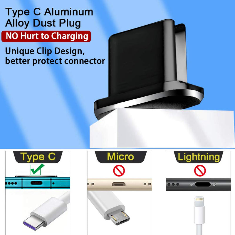 VIWIEU USB C Anti Dust Plugs Assorted Colors, Type C Port Cover with Dual Use 3.5mm Earphone Plug,Dust Cap Plugs Protectors Compatible with Android USB C Charging Port Black