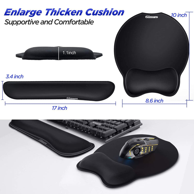 Gimars Upgrade Enlarge Superfine Fibre Soft Smooth Gel Ergonomic Mouse Pad Wrist Support and Keyboard Wrist Rest for Computer, Laptop, Mac, Gaming and Office, Durable, Comfortable and Pain Relief Keyboard and Mouse Wrist Rest Pad