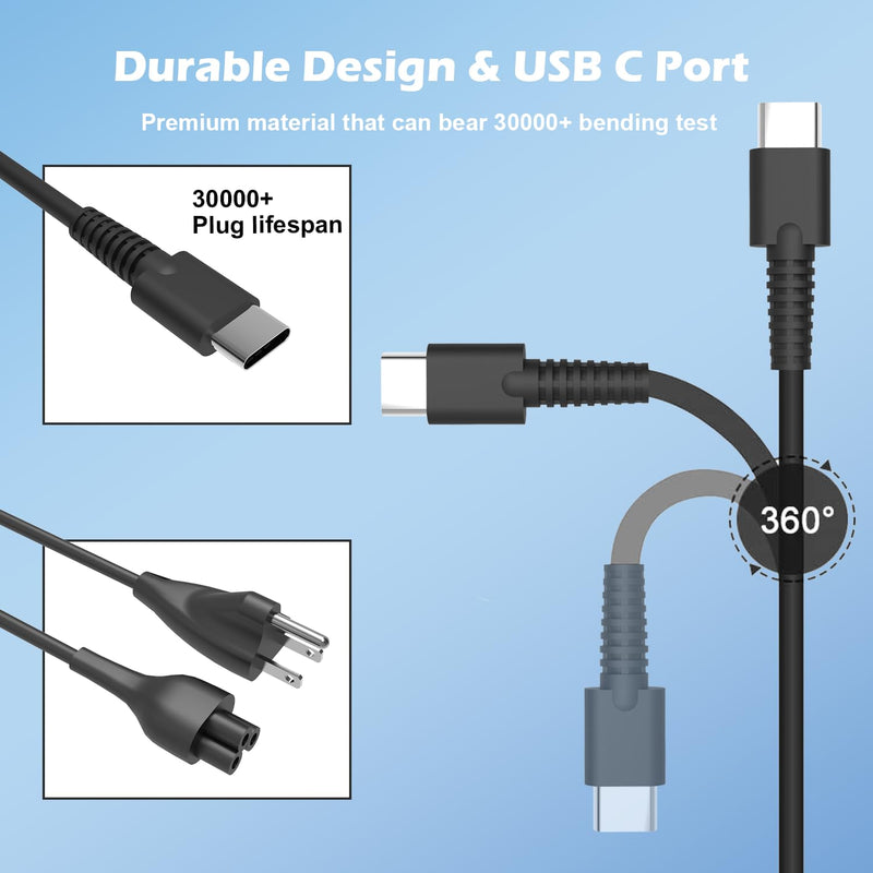 90W USB C Charger for Dell Latitude/Precision/XPS/Chromebook Laptop, Dell 90W Laptop Charger USB C 90W-Black