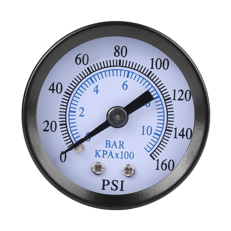 Manometer, 1/8" NTP Pressure Gauge Mini Pressure Gauge for Fuel Air Oil Water 0-160 psi / 0-10 bar 1/8 inch NPT thread