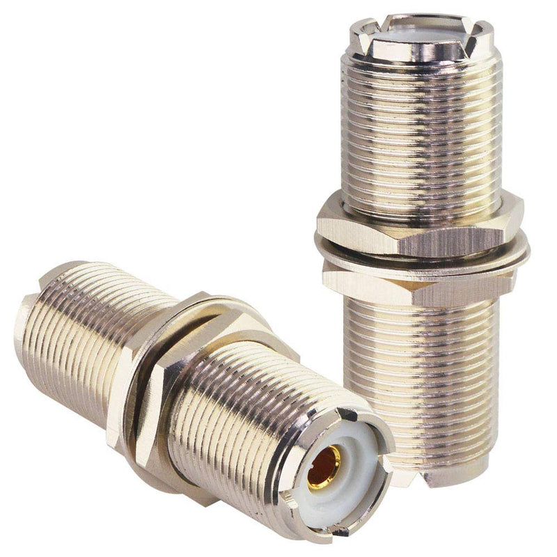 BOOBRIE UHF Bulkhead Connector RF UHF Coax Adapter UHF Female to UHF Female Connector SO239 to SO239 Bulkhead Connector Low Loss Female to Female Coax Adapter 4.5 cm Pack of 2