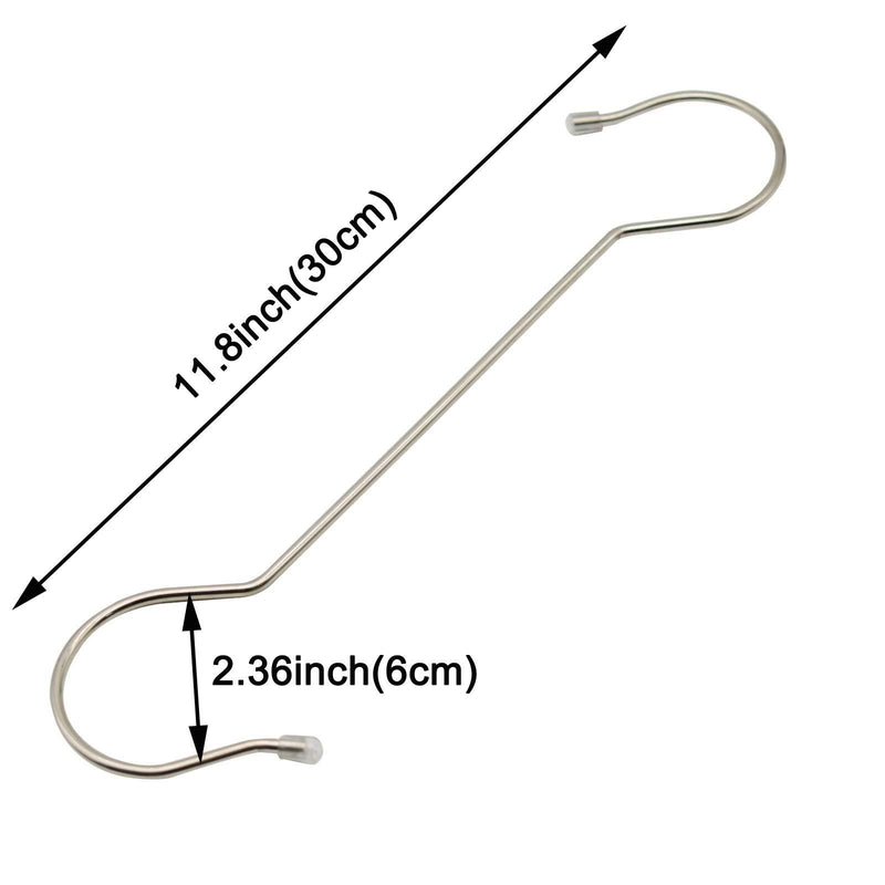 Maydahui 6PCS Extra Long 12" S Shaped Hooks Large Size Stainless Steel Metal Hooks for Bird Feeder, Plant Hanger, Tree Branch Hook, Clothes, Outdoor Lights