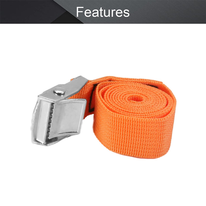 MroMax 0.98" Width x 3.28ft Length Lashing Straps Polypropylene Cam Buckle Lashing Straps 250Kg Load Cargo Tie Down Strap 25mm x 1m for Moving Cargo Orange Tone 1Pc