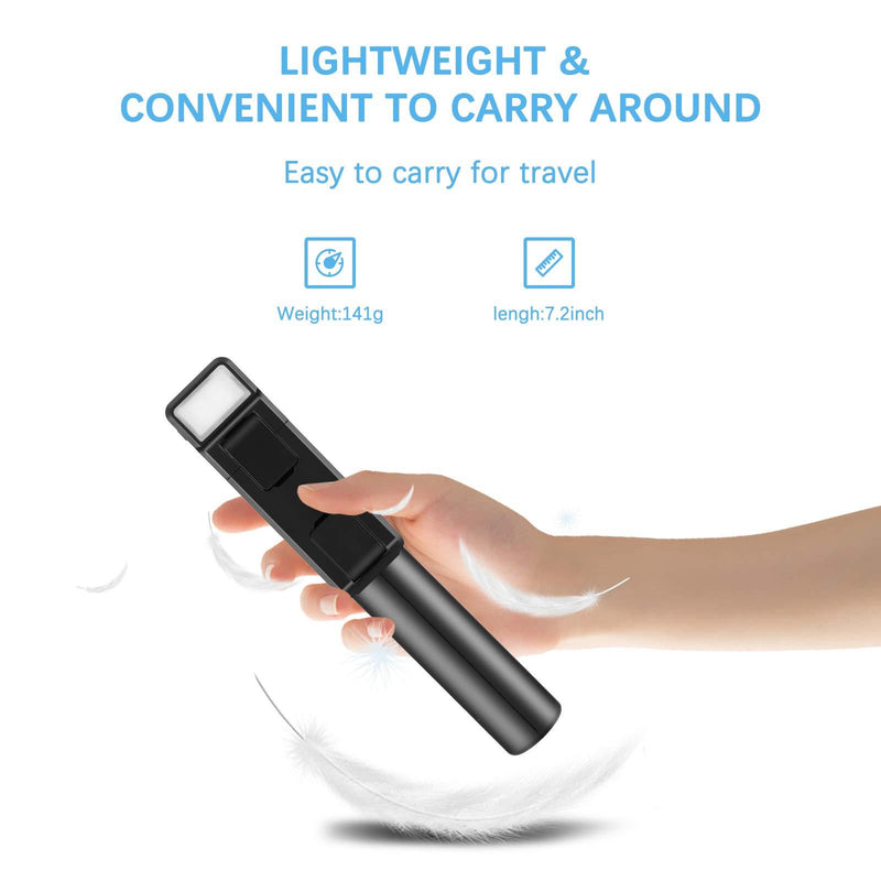 2021 Newest Selfie Stick for iPhone with LED Light Wireless Bluetooth Tripod Selfie Stick with Detachable Remote Compatible with iPhone 12/11/10/XR/X/Pro and Android Smartphone Black