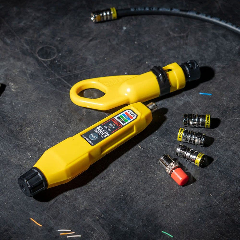 Klein Tools VDV002-820 Coax Push-On Connector VDV Kit, Includes The Tools Needed to Prepare, Connect and Test Coax Cables
