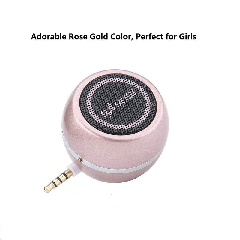 Mini Portable Speaker with 3.5mm Aux Input Jack, 3W Mobile Phone Line-in Speaker for iPhone iPad iPod Tablet Cell Phones, Gifting for Girls/Kids, Rose Gold