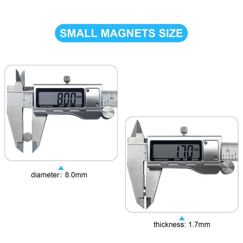50Pcs Tiny Fridge Magnets, 8x2 mm Small Round Refrigerator Magnets, Magnets for Crafts, Office, Refrigerator, Whiteboard