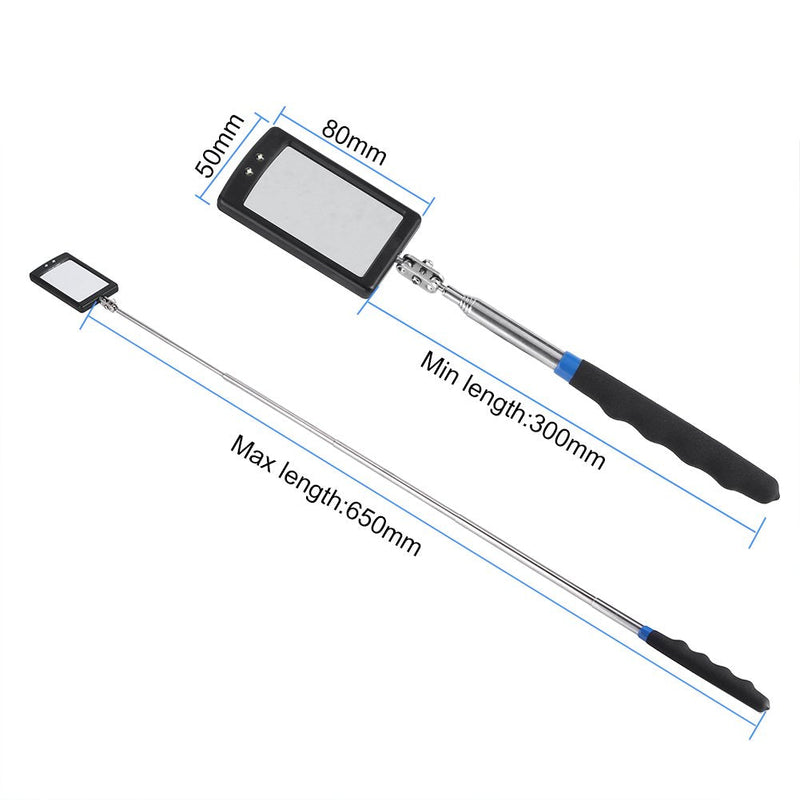 Telescoping LED Lighted Inspection Mirror Adjustable 360 Degree Flexible Rotation for Additional Viewing Vehicle Inspection Mirror