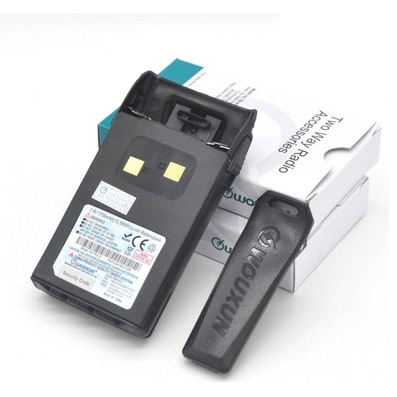 7.4V 1700Ah Li-ion + Belt Clip for Wouxun KG-UV6D KG-UVD1P KG-UV2D Handheld Two Way Radio