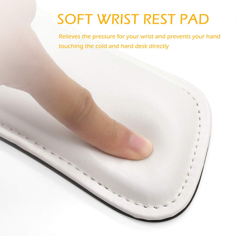 ProElife Soft Mouse Wrist Support Pad Hand Rest Cushion Waterproof PU Leather Wrist Pillow Mat Pain Relief for Home Office School Gaming Computer Laptop Mouse, 6.88 x 3.23 inch (White) White