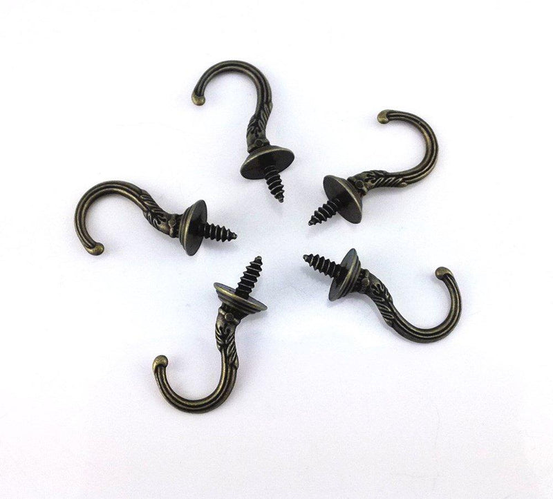 yueton 20pcs Vintage Carving Screw-in Wall Ceiling Hooks Cup Hooks Hanger 1/2inch Open Mouth
