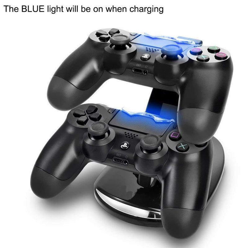 PS4 Controller Charger, Megadream Playstation 4/ PS4/ PS4 Pro/ PS4 Slim Controller Charger Charging Docking Station Stand. Dual USB Fast Charging Station & LED Indicator for Sony PS4 Controller Black