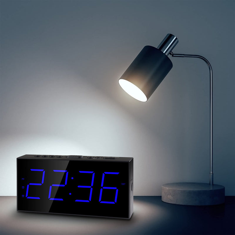 Digital Dual Alarm Clock for Bedrooms, Large Display Electric Clock with USB Charger, Battery Backup,Dimmer,4 Alarm Volume,DST 12/24H for Home Bedside Heavy Sleeper Kids Senior Teen Boy