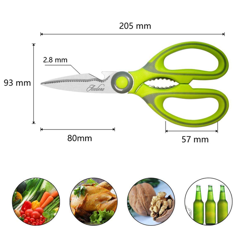 Kitchen Shears, Acelone Premium Heavy Duty Shears Ultra Sharp Stainless Steel Multi-function Kitchen Scissors for Chicken/Poultry/Fish/Meat/Vegetables/Herbs/BBQâ€¦ (Light Green) Light Green