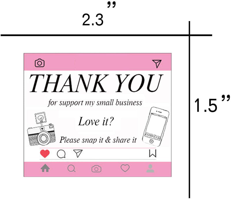 1.5 x 2.3 inch Thank You for Supporting My Small Business Camera Share It Stickers,Small Shop Packaging Review Reminder Labels for Online Business Merchandise Bags,Gift,Boxes,Cards,Envelopes 500pcs