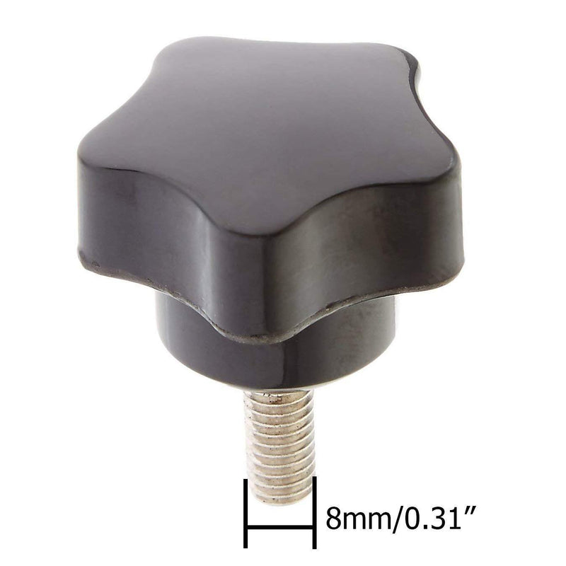 XMHF M8x 20mm Male Thread Knurled Thumb Screw on Metal Clamping Star Head Clamping Star Knob Grip Handle 10pcs