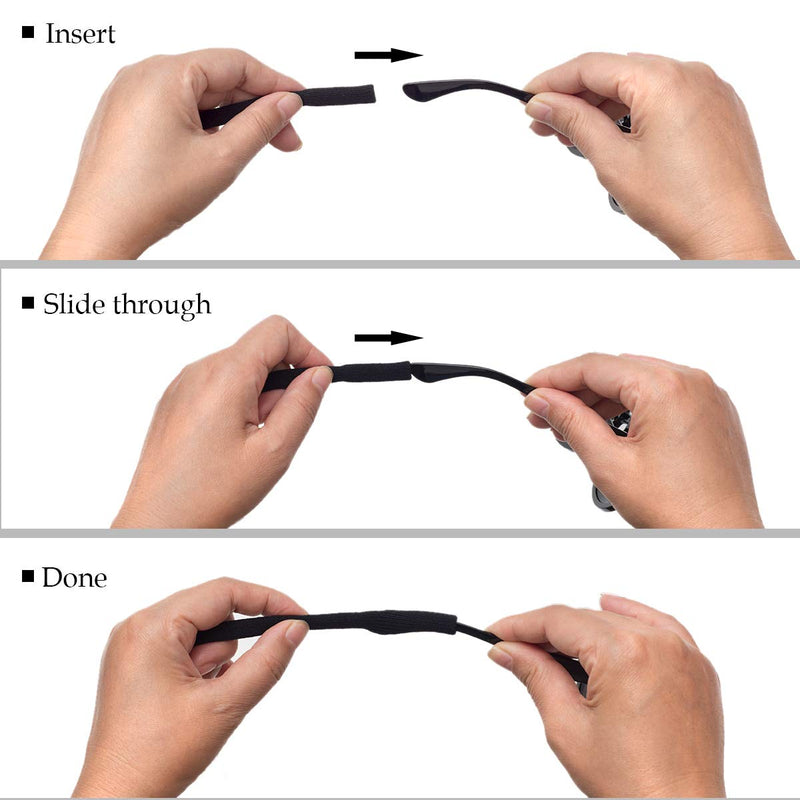 Glasses Strap- Sports Glasses Holder (Pack of 6) Unisex Sunglass Strap ,Soft Comfortable Eye Glasses String Strap for Men Women 6 Pack（black）