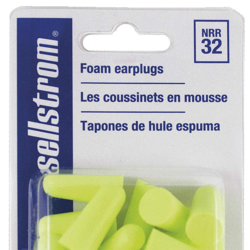 Sellstrom Disposable Uncorded Foam Ear Plugs, 32dB NRR, Hi-Viz Green (Pack of 10), S23414 10 Pair - Retail Package