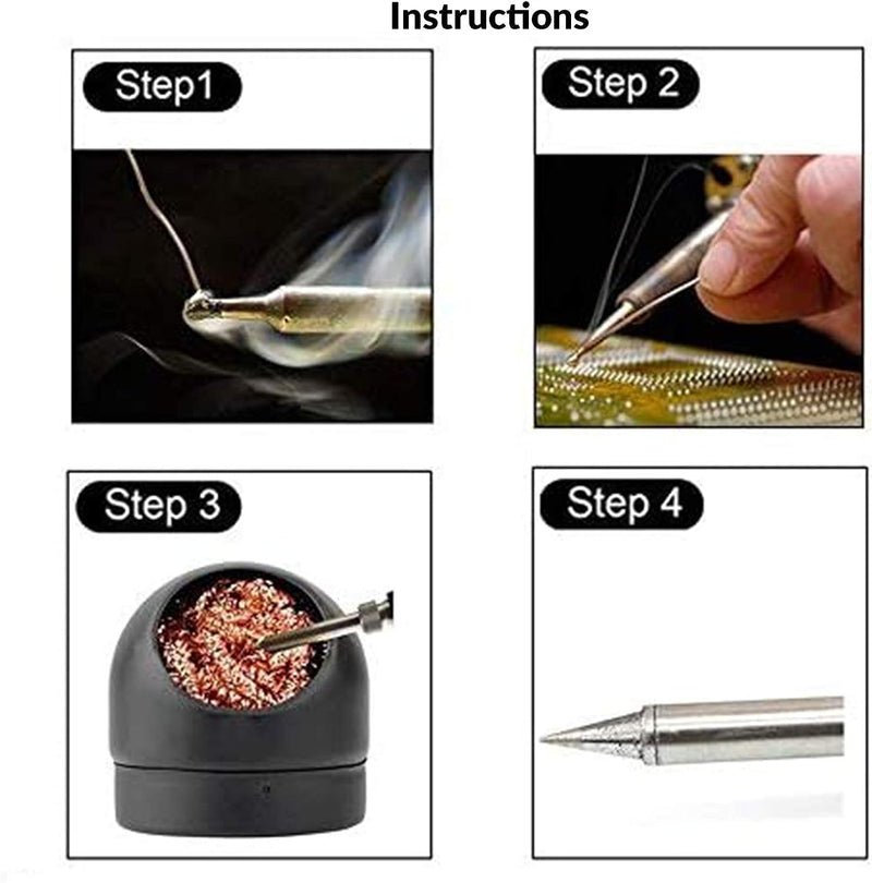YSDMY Soldering Tip Cleaner, Soldering Iron Tip Cleaner, Soldering Tip Cleaning Wire, Brass Tip Cleaner Kit with 1 Soldering Iron Holder and 4 Spiral Wool, Waterless Cleaning Wire Scrubber Cleaner