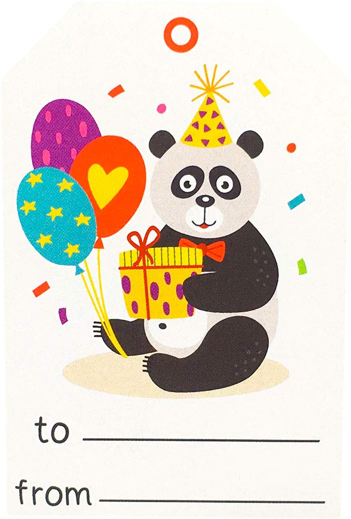 Animal Happy Birthday Gift Tags 4 Different Designs 2 x 3 Inch 50 Total Stickers