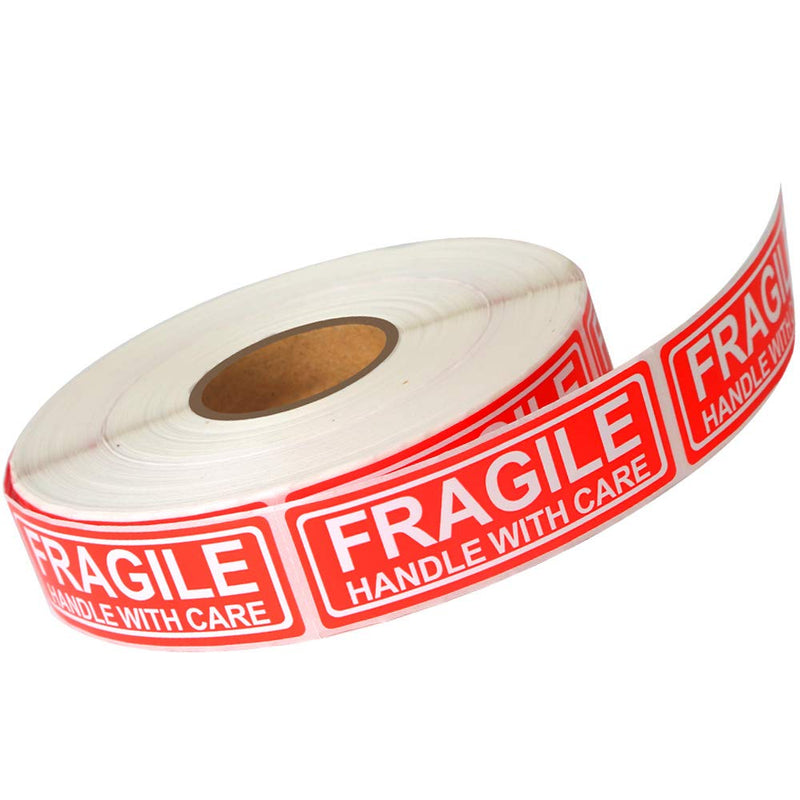 Fragile - 1"x3" Handle with Care Shipping Stickers, 1000 Labels Per Roll