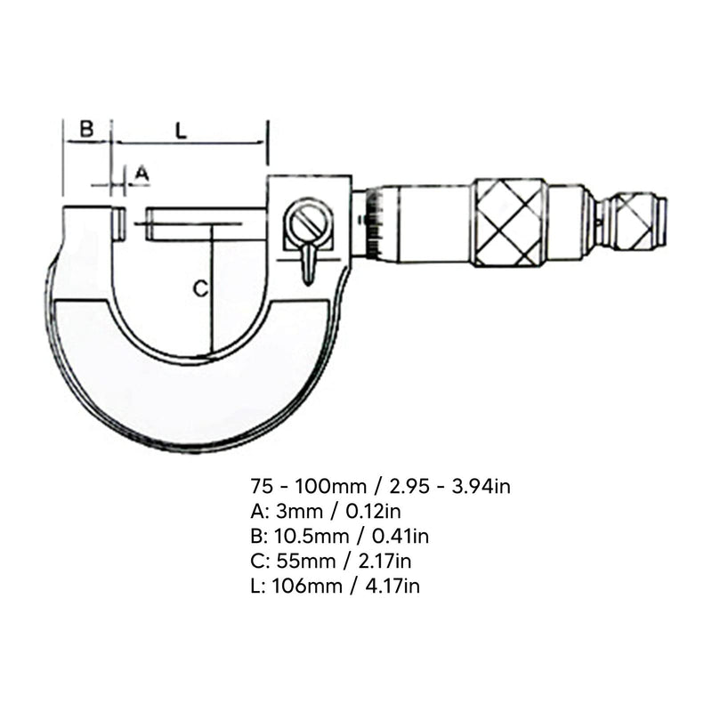 Micrometer Stable Portable Micrometer Thickness Gauge Alloy Surface Accurate Measurement (75-100/0.01mm) 75-100/0.01mm