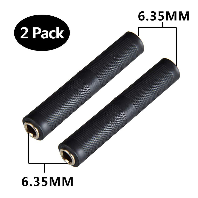 1/4 Inch TRS/TS Coupler, 6.35mm Female to Female Audio Connector Jack Stereo Adapter Joiner - 2 Pack