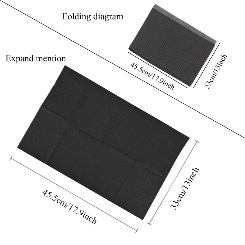 Dental Bibs, Usiriy 50Pcs Bib Tattoo Piercing Dentist Bibs Tattoo Table Covers Napkin Patient Bibs Tattoo Tray Covers 3 Ply Dental Bibs Sheets Cloths Waterproof Bibs Tattoo Supplies Black