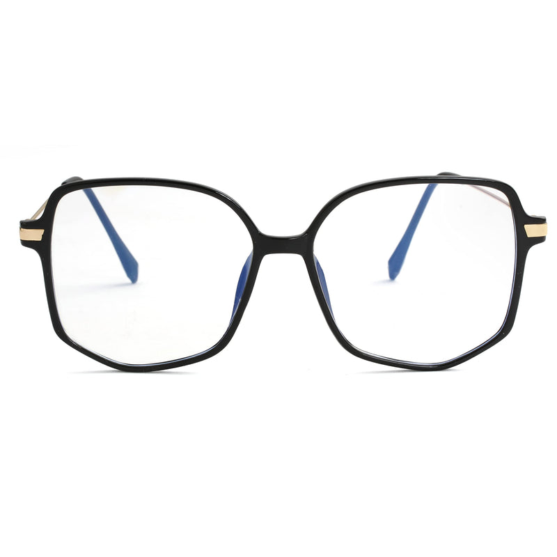 Teumire Oversized Square Blue Light Blocking Glasses for Women Men Ultralight Fashion Nerd Frames Clear Lens Computer Eyewear Black 54 Millimeters