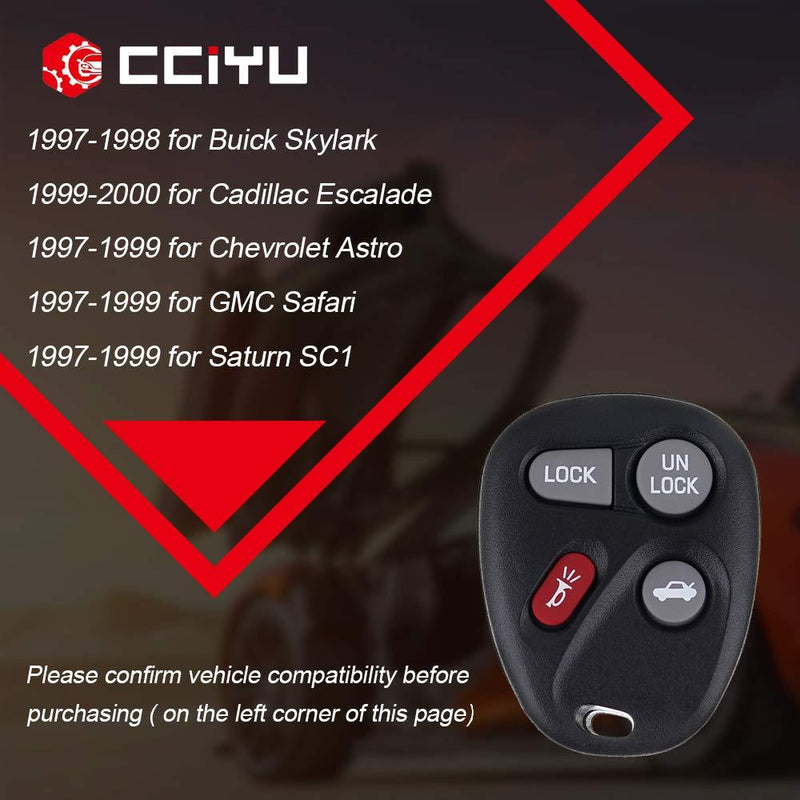 cciyu ABO1502T 2X Remote Key Fob Clicker Control Keyless Entry Replacement for c hevy S10 Blazer 1500 1500HD 2500 2500HD 3500 Suburban 1500 2500 ABO1502T