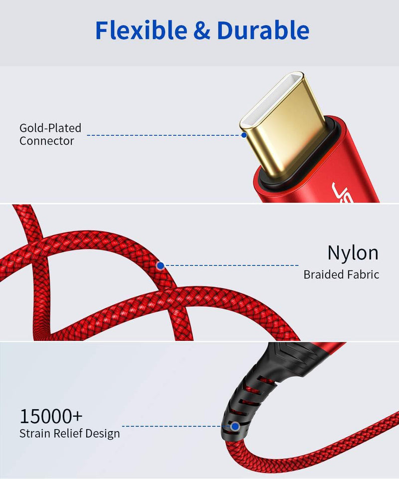 USB C Printer Cable 10FT, JSAUX USB B 2.0 to USB Type C Male Printer Scanner Cord Compatible with MIDI, MacBook Pro, Epson, HP, Canon, Lexmark, Brother, Xerox, Samsung Printers-Red red