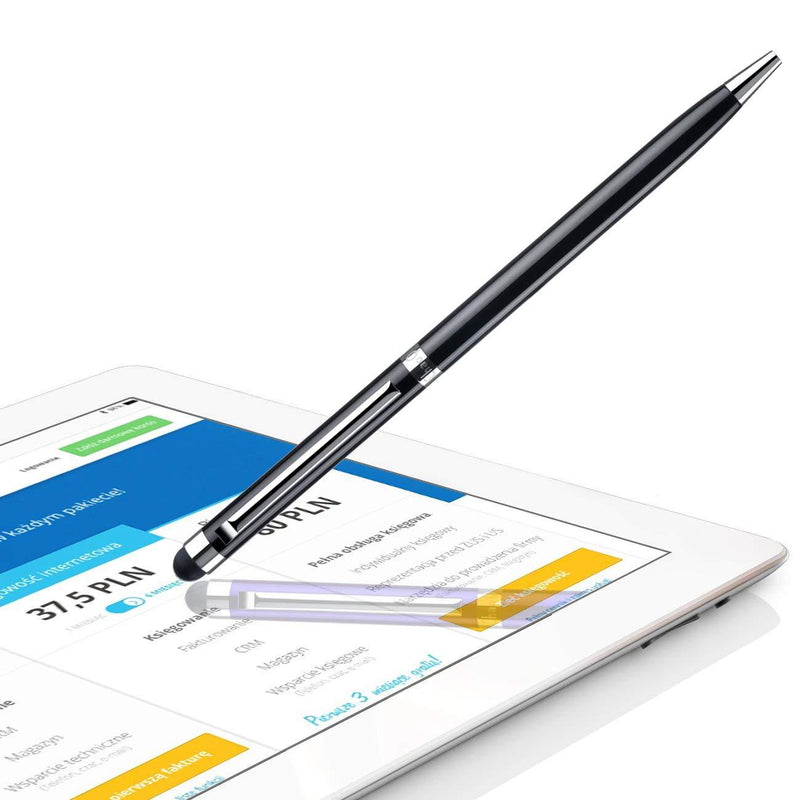 ChaoQ Stylus Pens for Touch Screens (5 Pcs), 2 in 1 Slim Capacitive Stylus Ballpoint Pens (Black Ink), with 10 Replaceable Rubber Tips (Black,Silver,Blue,Gold,Green) black, silver, blue, gold, green