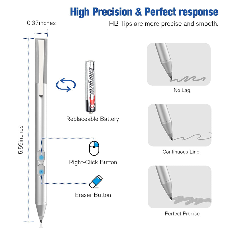 ﻿Stylus Pen for HP Pavilion x360 Touchscreen Laptop Pencil,HP Pavilion x360 11m-ad0 14M-ba0 14-cd0 15-br0;HP Envy x360 15-bp0,x360 15-cn0,X2 12-e0xx,X2 12g0xx;HP Spectre x360 13-ac0xx 15-blxxx Sliver