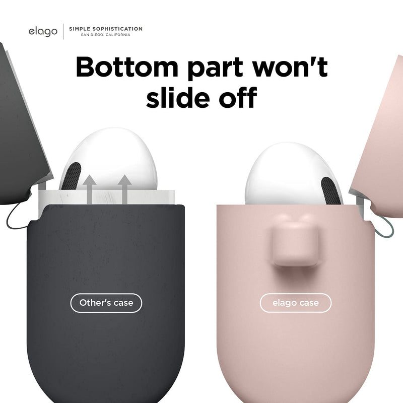 elago Silicone Case Compatible with AirPods 3 Case Cover - Compatible with AirPods 3rd Generation, Carabiner Included, Supports Wireless Charging, Shock Resistant, Full Protection (Sand Pink) Sand Pink