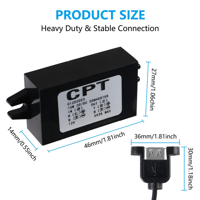 2PCS DC Converter 12V to 5V 3A 15W Dual USB Socket DC DC Buck Converter Adapter Step Down Module