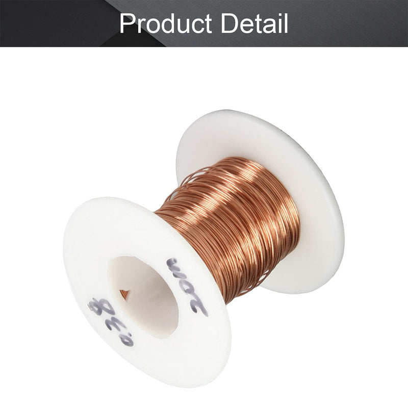 Fielect 0.38mm Inner Dia Magnet Wire Enameled Copper Wire Winding Coil 65.6Ft Length QA-1-155 2UEW Model Widely Used for A Variety of Motors 0.38mm Inner Dia 65Ft